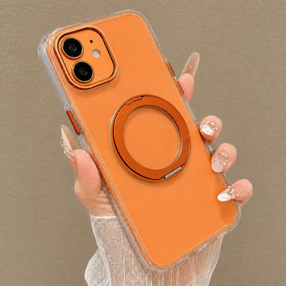 For iPhone 12 Airbag Shockproof Magnetic Rotating Holder Phone Case - Orange - EDA009984601F