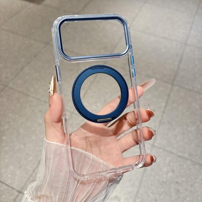 For iPhone 13 Airbag Shockproof Magnetic Rotating Holder Phone Case - Blue - EDA009984602E