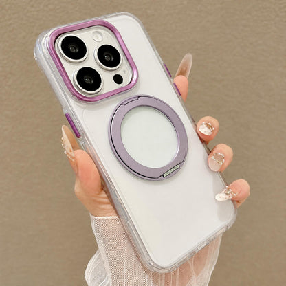 For iPhone 13 Pro Airbag Shockproof Magnetic Rotating Holder Phone Case - Purple - EDA009984603D