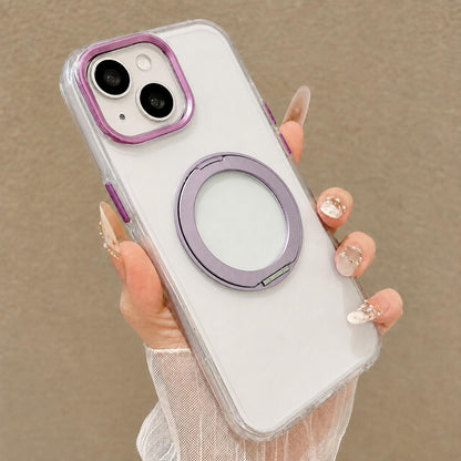 For iPhone 14 Plus Airbag Shockproof Magnetic Rotating Holder Phone Case - Purple - EDA009984606D