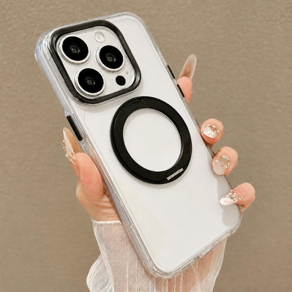 For iPhone 14 Pro Airbag Shockproof Magnetic Rotating Holder Phone Case - Black - EDA009984607B