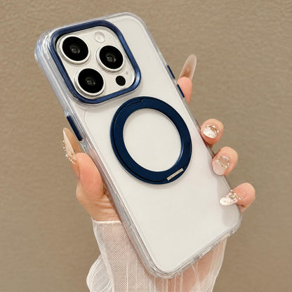 For iPhone 15 Pro Airbag Shockproof Magnetic Rotating Holder Phone Case - Blue - EDA009984611E