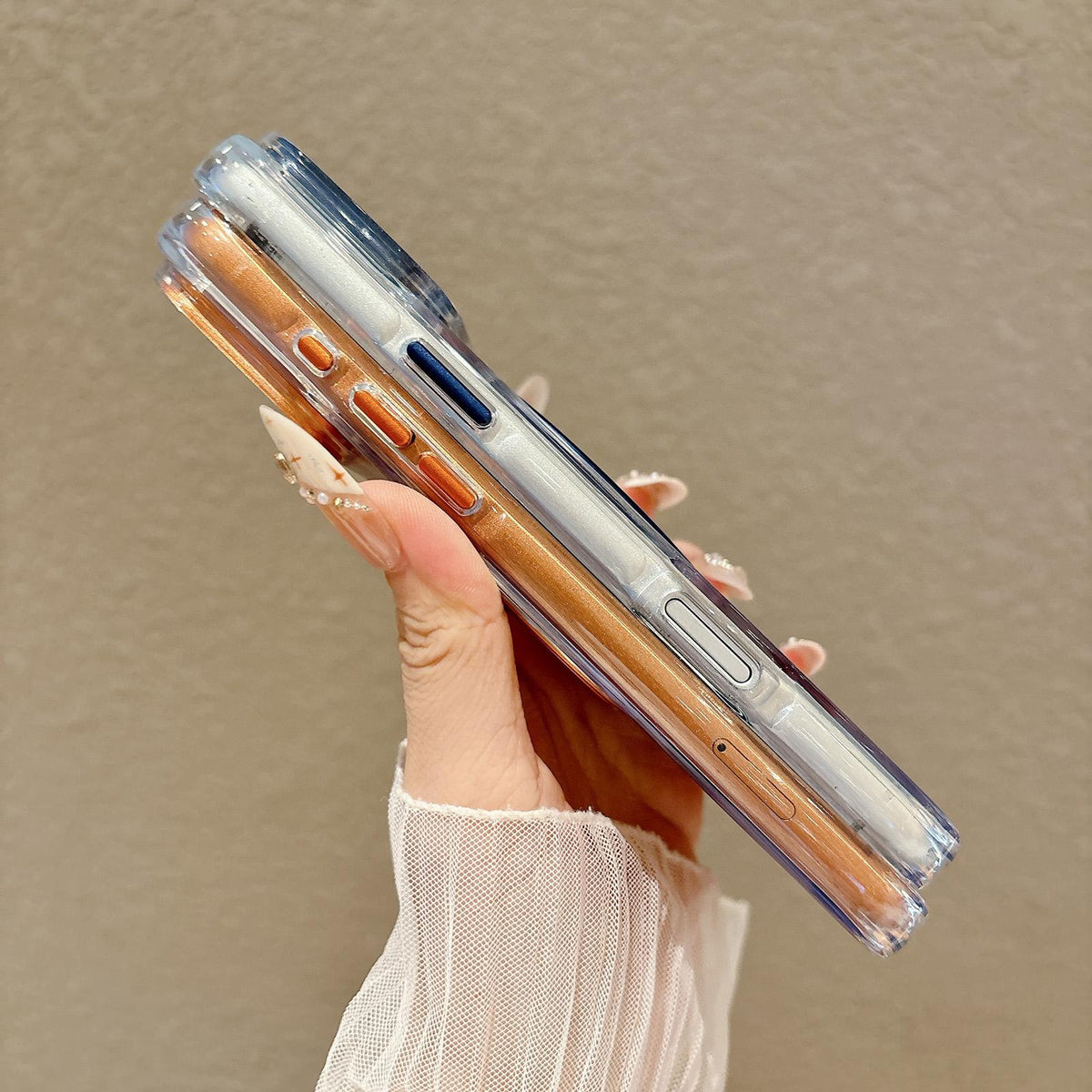 For iPhone 16 Pro Max Airbag Shockproof Magnetic Rotating Holder Phone Case - Silver - EDA009984616A