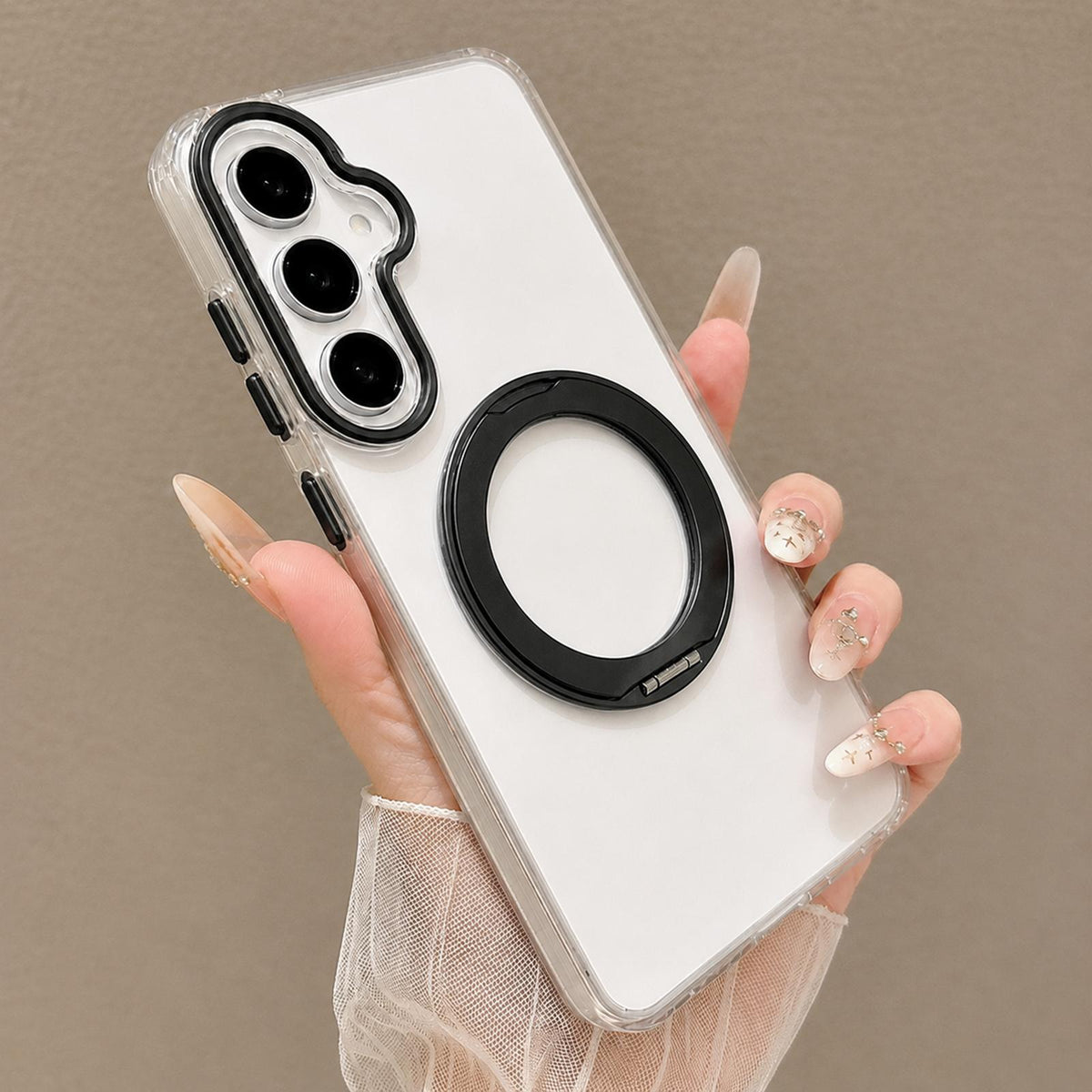 For Galaxy A17 5G / 4G Airbag Shockproof Magnetic Rotating Holder Phone Case - Black - EDA009985002B