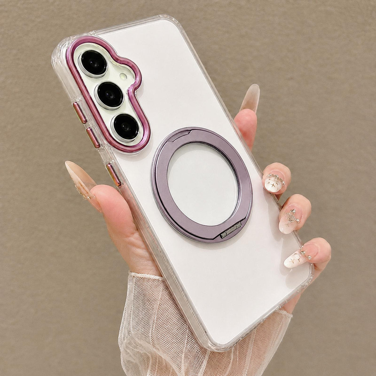 For Galaxy A17 5G / 4G Airbag Shockproof Magnetic Rotating Holder Phone Case - Purple - EDA009985002D
