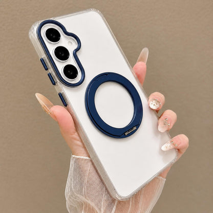 For Galaxy A17 5G / 4G Airbag Shockproof Magnetic Rotating Holder Phone Case - Blue - EDA009985002E