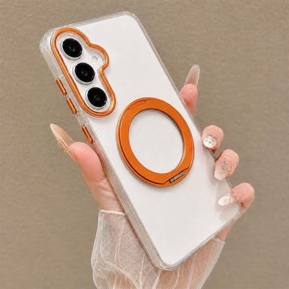 For Galaxy A17 5G / 4G Airbag Shockproof Magnetic Rotating Holder Phone Case - Orange - EDA009985002F