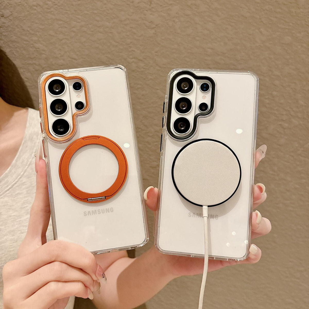 For Galaxy A17 5G / 4G Airbag Shockproof Magnetic Rotating Holder Phone Case - Silver - EDA009985002A