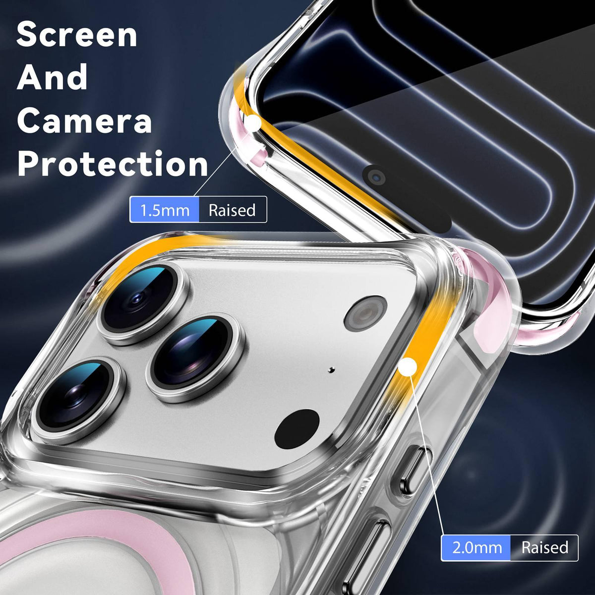 For iPhone 17 Pro Wave Pattern Air Cushion Corners Shockproof Magnetic Phone Case - Pink - EDA009985102A