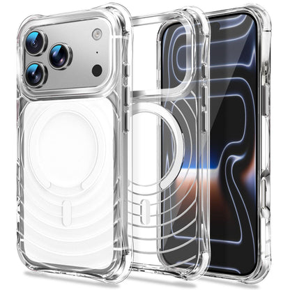 For iPhone 17 Pro Wave Pattern Air Cushion Corners Shockproof Magnetic Phone Case - White - EDA009985102B