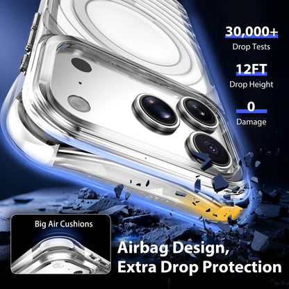 For iPhone 17 Pro Wave Pattern Air Cushion Corners Shockproof Magnetic Phone Case - White - EDA009985102B