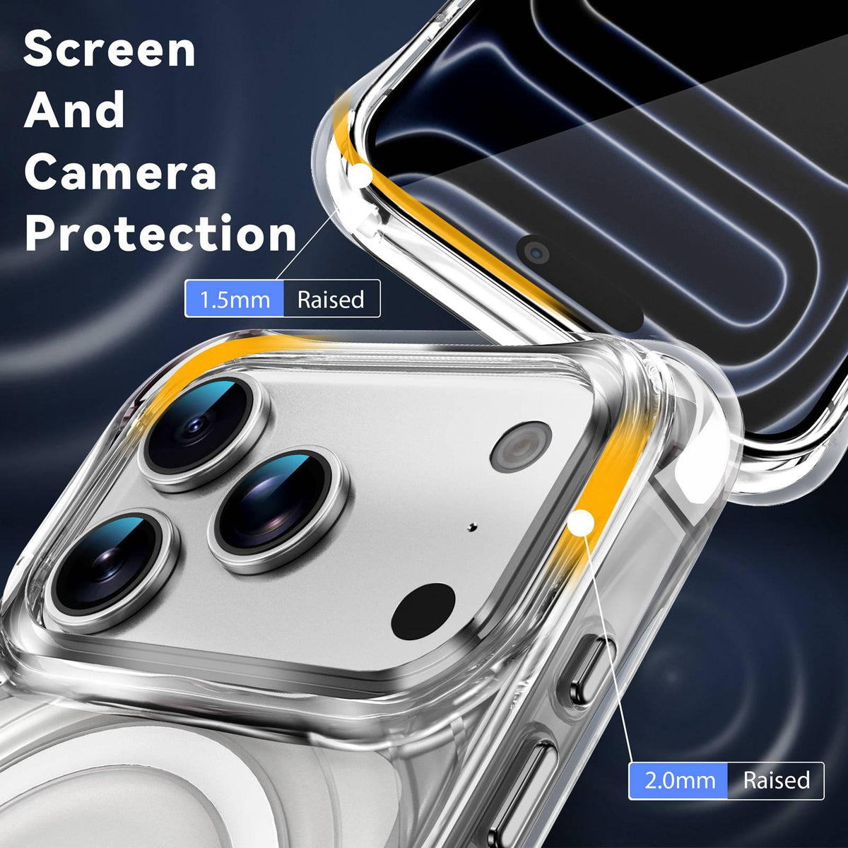For iPhone 17 Pro Wave Pattern Air Cushion Corners Shockproof Magnetic Phone Case - White - EDA009985102B