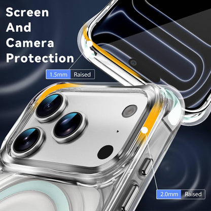 For iPhone 17 Pro Wave Pattern Air Cushion Corners Shockproof Magnetic Phone Case - Mint Green - EDA009985102C