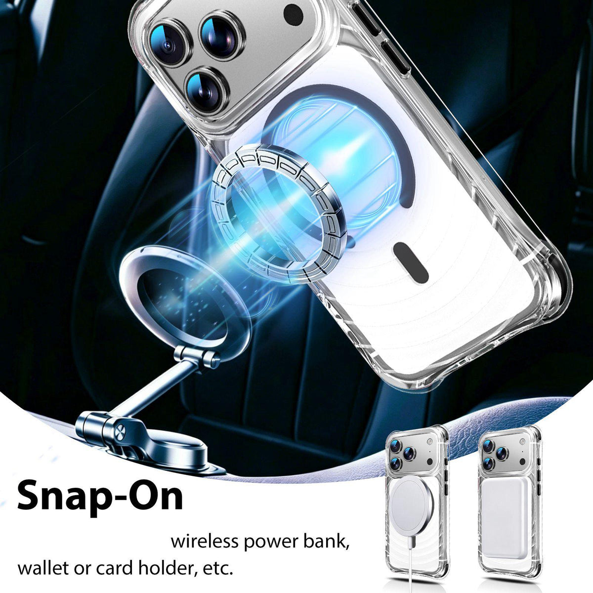 For iPhone 17 Pro Wave Pattern Air Cushion Corners Shockproof Magnetic Phone Case - Black - EDA009985102D
