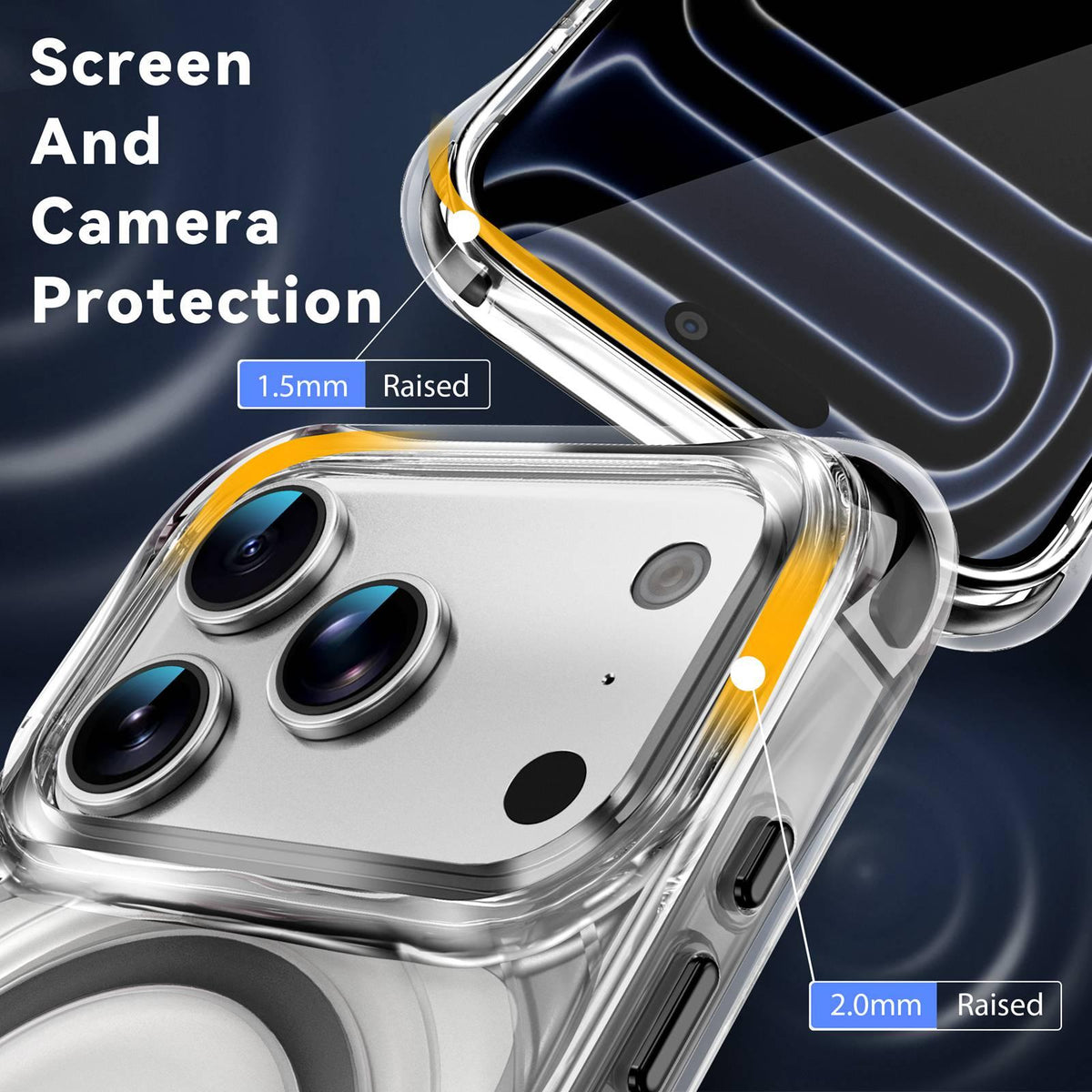 For iPhone 17 Pro Wave Pattern Air Cushion Corners Shockproof Magnetic Phone Case - Black - EDA009985102D