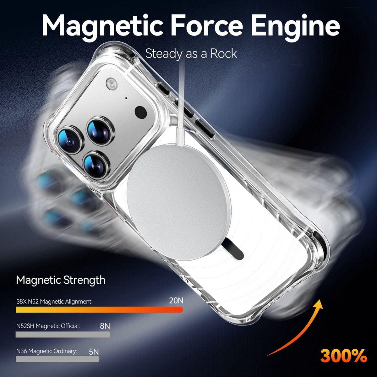 For iPhone 17 Pro Wave Pattern Air Cushion Corners Shockproof Magnetic Phone Case - Black - EDA009985102D