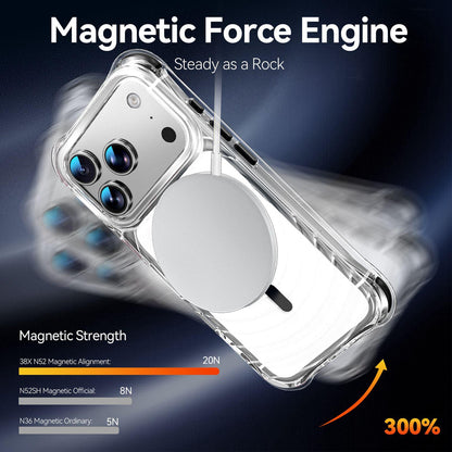 For iPhone 17 Pro Wave Pattern Air Cushion Corners Shockproof Magnetic Phone Case - Black - EDA009985102D
