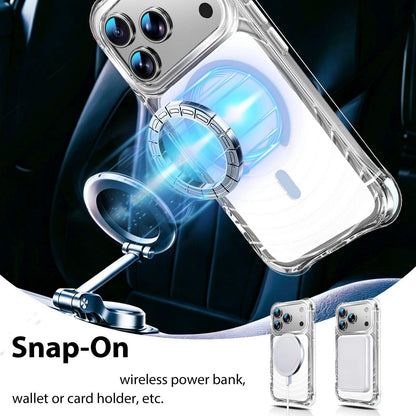 For iPhone 17 Pro Wave Pattern Air Cushion Corners Shockproof Magnetic Phone Case - Blue - EDA009985102F