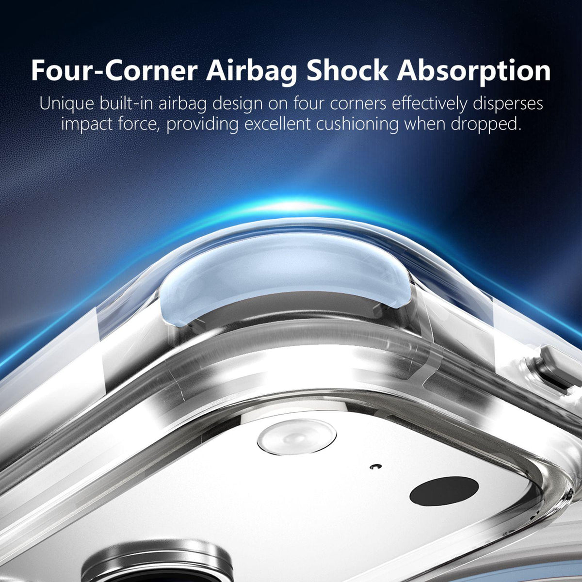 For iPhone 17 Pro Wave Pattern Air Cushion Corners Shockproof Magnetic Phone Case - Blue - EDA009985102F