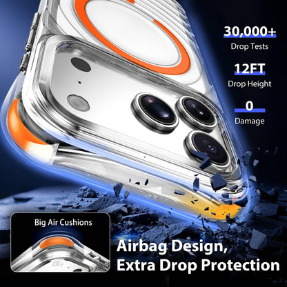 For iPhone 17 Pro Wave Pattern Air Cushion Corners Shockproof Magnetic Phone Case - Orange - EDA009985102H