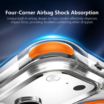 For iPhone 17 Pro Wave Pattern Air Cushion Corners Shockproof Magnetic Phone Case - Orange - EDA009985102H