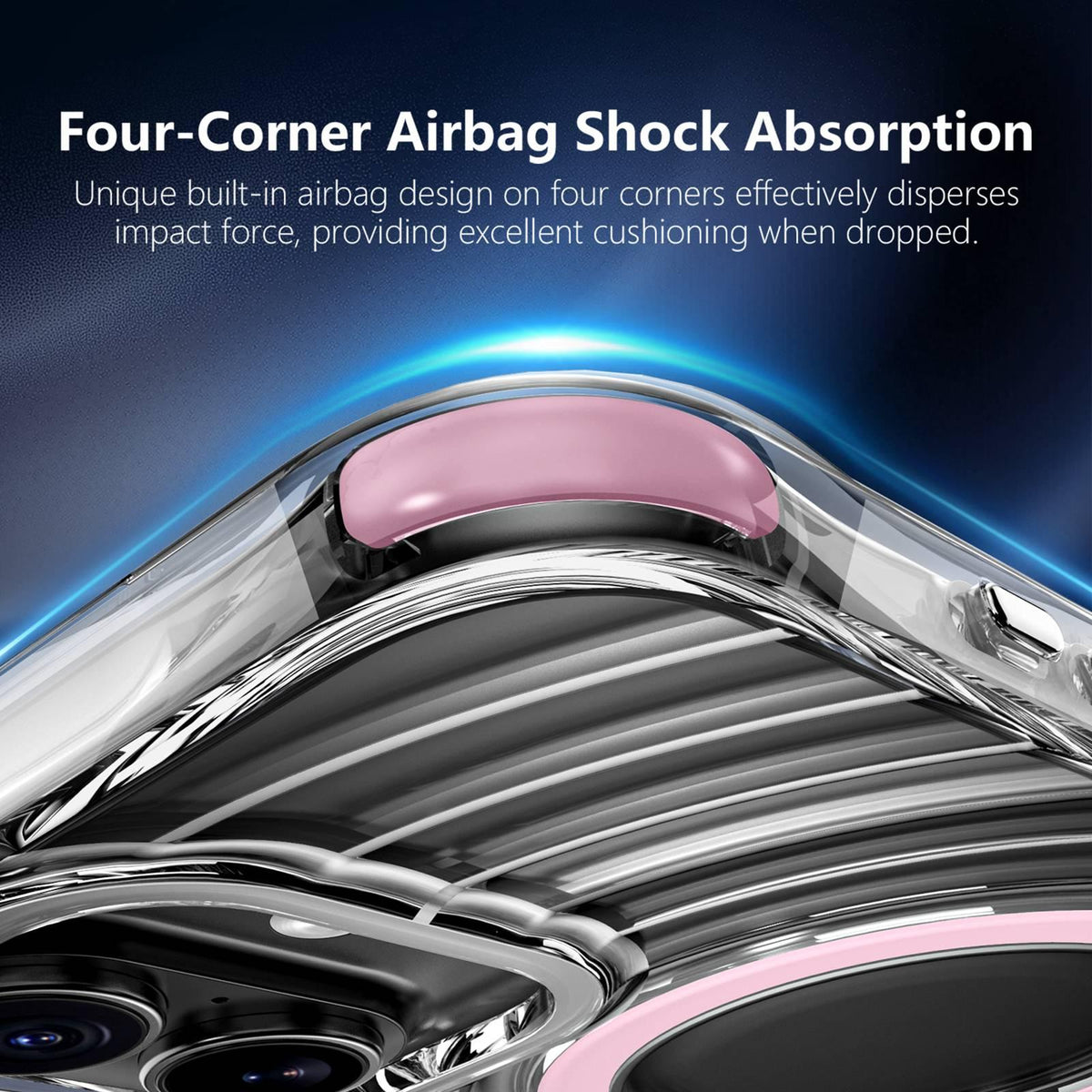 For iPhone 17 Wave Pattern Air Cushion Corners Shockproof Magnetic Phone Case - Pink - EDA009985103A