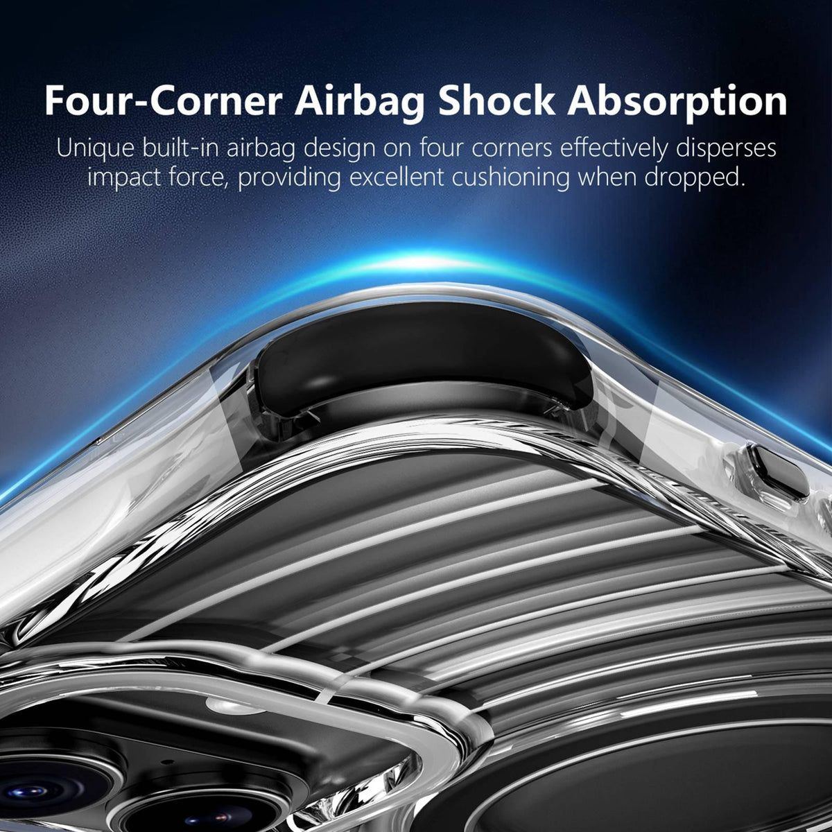 For iPhone 17 Wave Pattern Air Cushion Corners Shockproof Magnetic Phone Case - Black - EDA009985103D