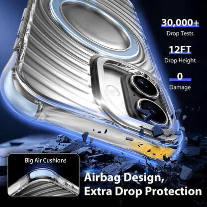 For iPhone 17 Wave Pattern Air Cushion Corners Shockproof Magnetic Phone Case - Blue - EDA009985103F