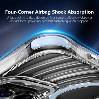 For iPhone 17 Wave Pattern Air Cushion Corners Shockproof Magnetic Phone Case - Blue - EDA009985103F