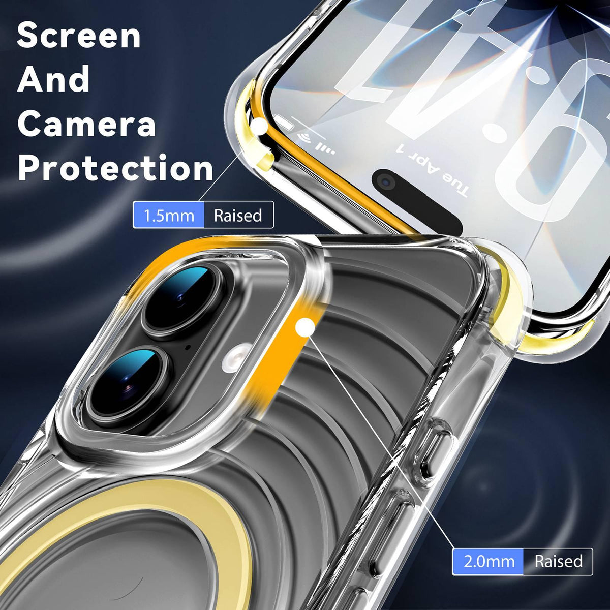 For iPhone 17 Wave Pattern Air Cushion Corners Shockproof Magnetic Phone Case - Yellow - EDA009985103G