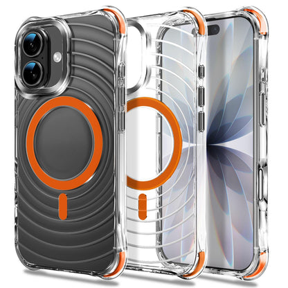 For iPhone 17 Wave Pattern Air Cushion Corners Shockproof Magnetic Phone Case - Orange - EDA009985103H