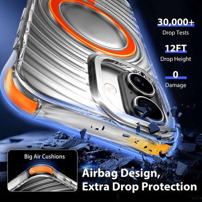 For iPhone 17 Wave Pattern Air Cushion Corners Shockproof Magnetic Phone Case - Orange - EDA009985103H