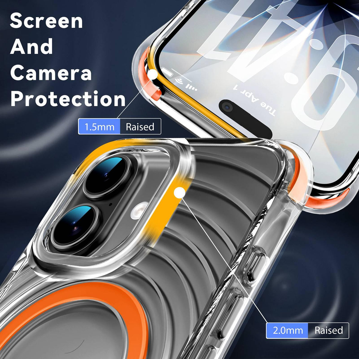 For iPhone 17 Wave Pattern Air Cushion Corners Shockproof Magnetic Phone Case - Orange - EDA009985103H
