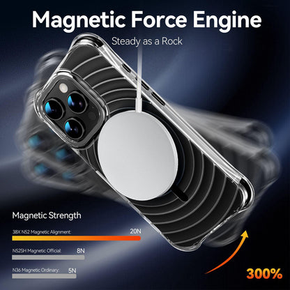 For iPhone 16 Pro Max Wave Pattern Air Cushion Corners Shockproof Magnetic Phone Case - Black - EDA009985104D