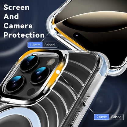 For iPhone 16 Pro Max Wave Pattern Air Cushion Corners Shockproof Magnetic Phone Case - Blue - EDA009985104F