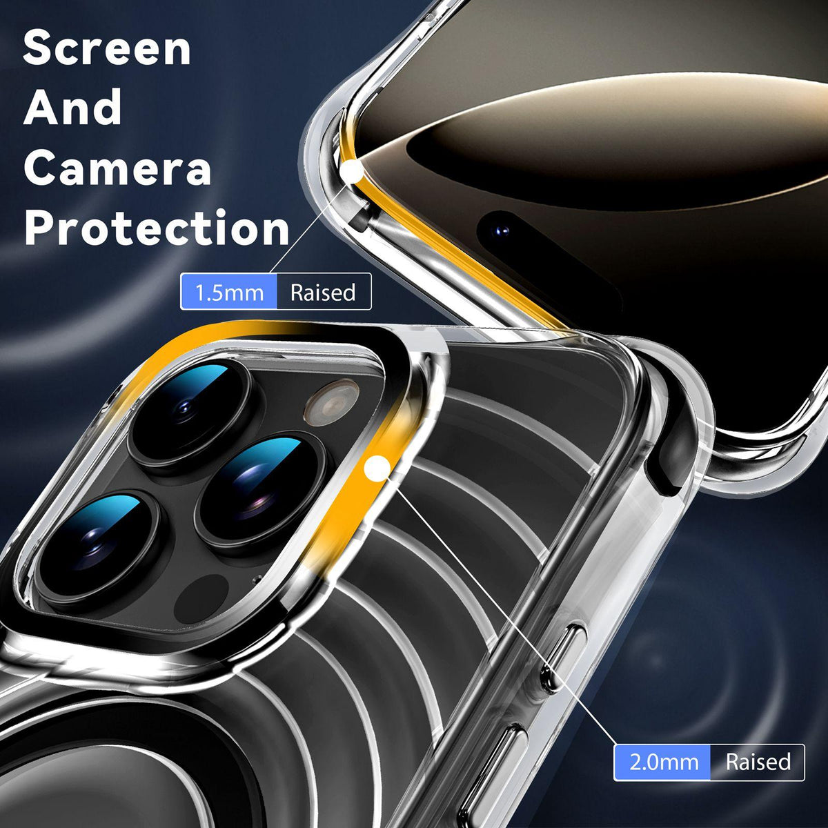 For iPhone 16 Pro Wave Pattern Air Cushion Corners Shockproof Magnetic Phone Case - Black - EDA009985105D