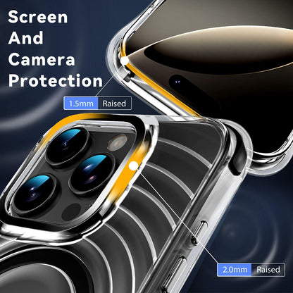 For iPhone 16 Pro Wave Pattern Air Cushion Corners Shockproof Magnetic Phone Case - Black - EDA009985105D