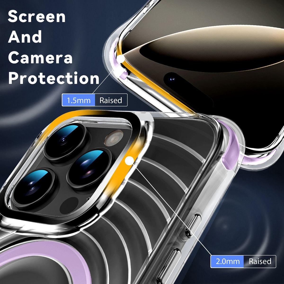 For iPhone 16 Pro Wave Pattern Air Cushion Corners Shockproof Magnetic Phone Case - Purple - EDA009985105E