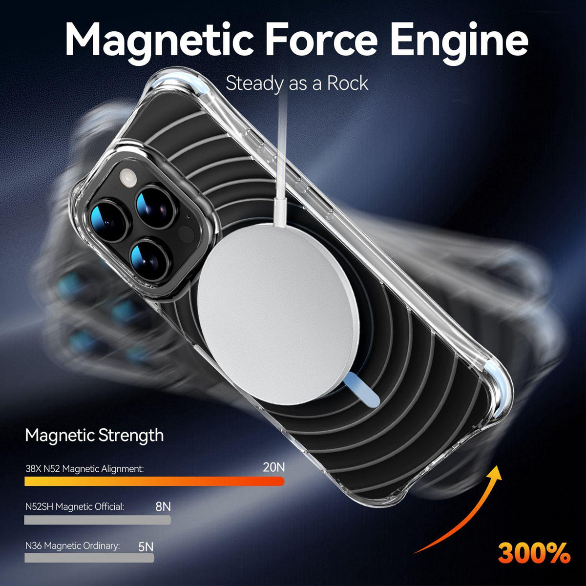 For iPhone 16 Pro Wave Pattern Air Cushion Corners Shockproof Magnetic Phone Case - Blue - EDA009985105F
