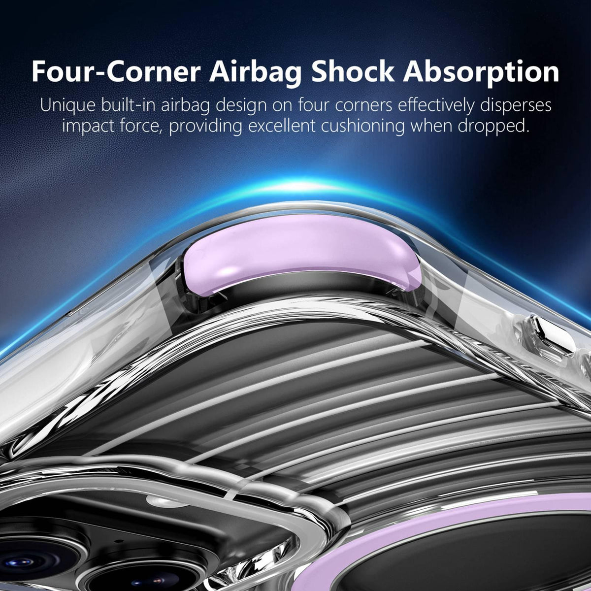 For iPhone 16 Plus Wave Pattern Air Cushion Corners Shockproof Magnetic Phone Case - Purple - EDA009985106E