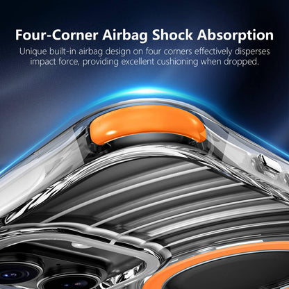 For iPhone 16 Plus Wave Pattern Air Cushion Corners Shockproof Magnetic Phone Case - Orange - EDA009985106H