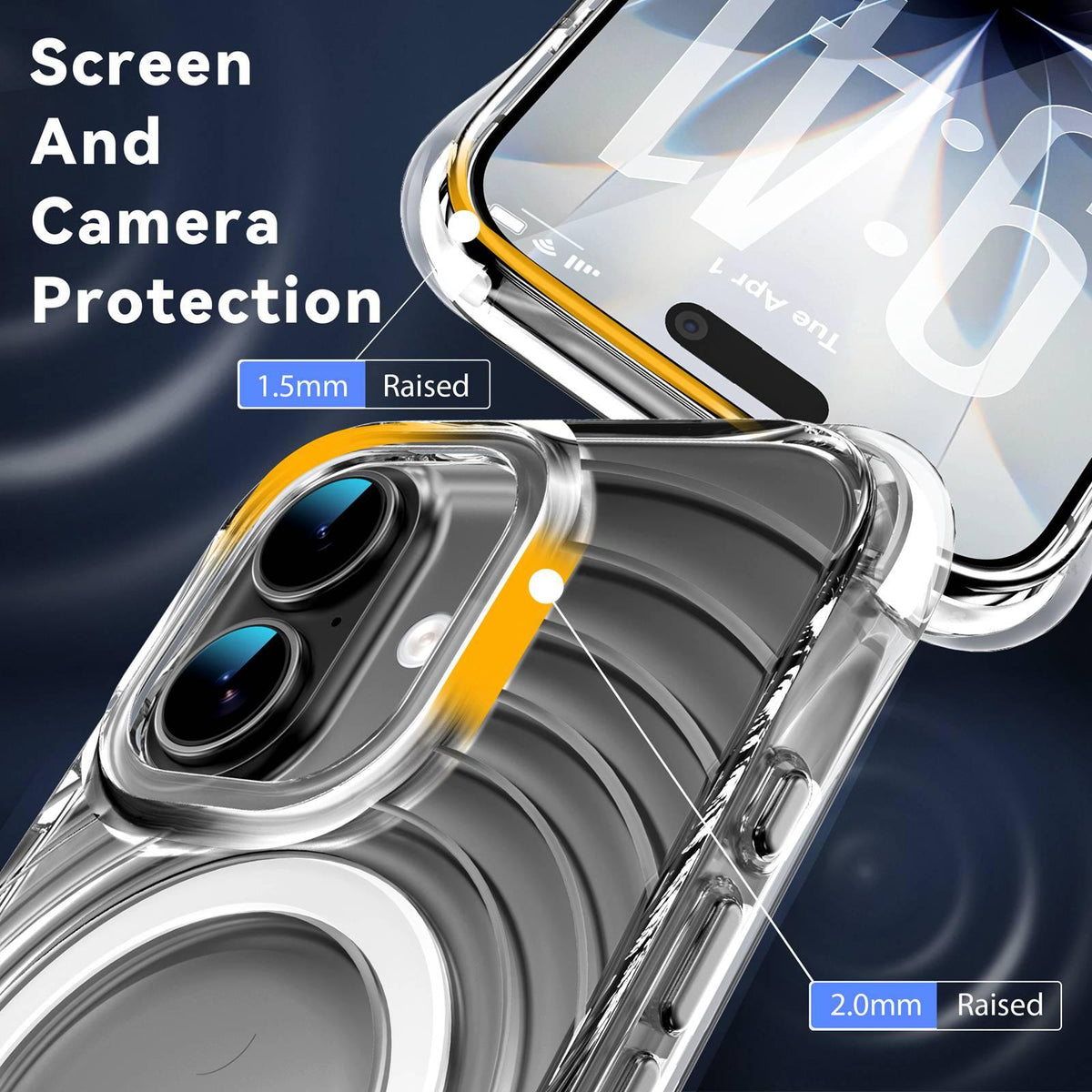 For iPhone 16 Wave Pattern Air Cushion Corners Shockproof Magnetic Phone Case - White - EDA009985107B