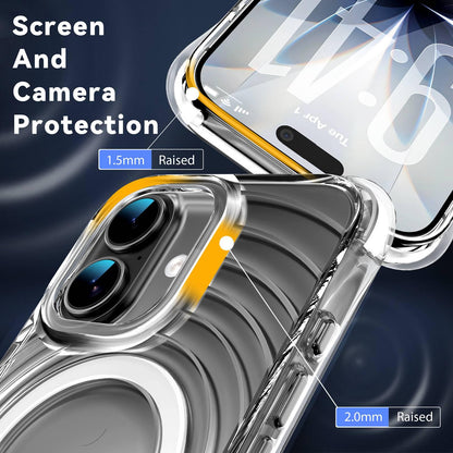 For iPhone 16 Wave Pattern Air Cushion Corners Shockproof Magnetic Phone Case - White - EDA009985107B