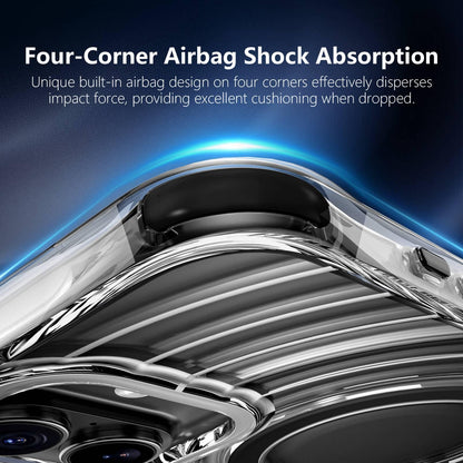 For iPhone 16 Wave Pattern Air Cushion Corners Shockproof Magnetic Phone Case - Black - EDA009985107D