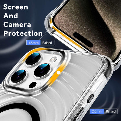 For iPhone 15 Pro Max Wave Pattern Air Cushion Corners Shockproof Magnetic Phone Case - Black - EDA009985108D
