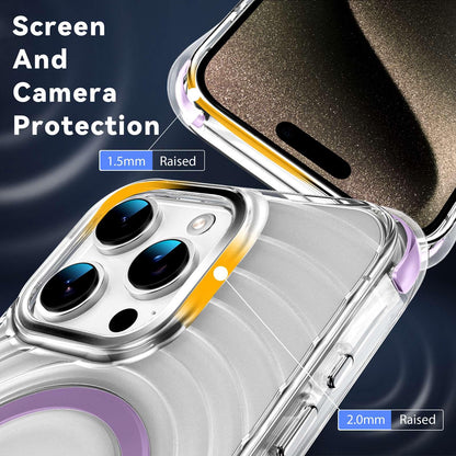 For iPhone 15 Pro Max Wave Pattern Air Cushion Corners Shockproof Magnetic Phone Case - Purple - EDA009985108E