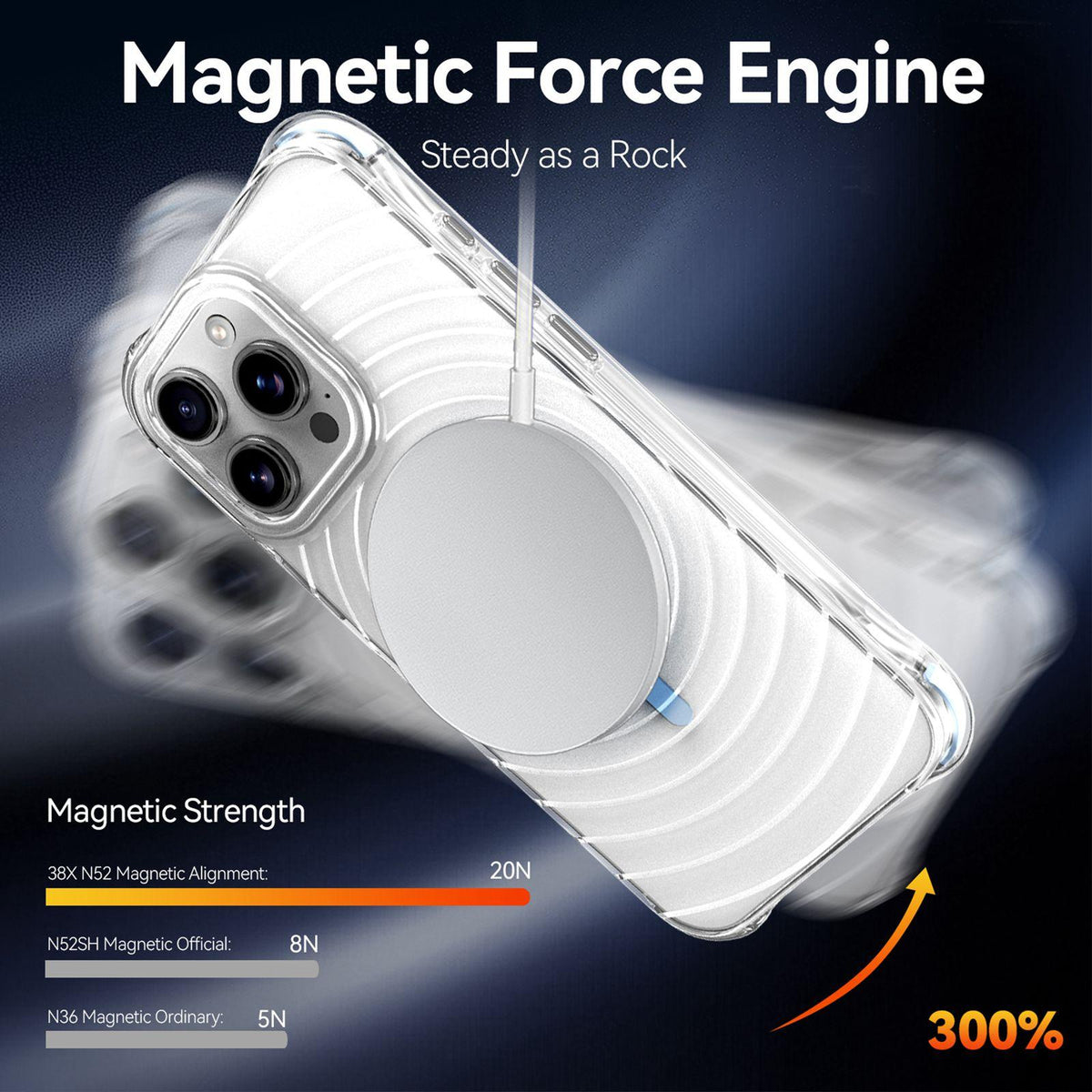 For iPhone 15 Pro Max Wave Pattern Air Cushion Corners Shockproof Magnetic Phone Case - Blue - EDA009985108F