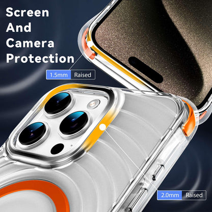 For iPhone 15 Pro Max Wave Pattern Air Cushion Corners Shockproof Magnetic Phone Case - Orange - EDA009985108H