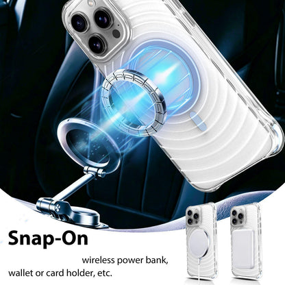 For iPhone 15 Pro Wave Pattern Air Cushion Corners Shockproof Magnetic Phone Case - Blue - EDA009985109F