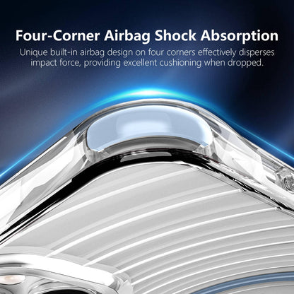 For iPhone 15 Plus / 14 Plus Wave Pattern Air Cushion Corners Shockproof Magnetic Phone Case - Blue - EDA009985110F